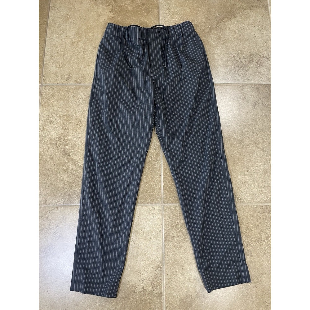 Club Monaco Men's Sz S Black Pinstripe Dress Pants Waist Drawstring Pockets